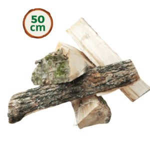 Leña a granel de 50 cm, 100 % castaño, entrega incluida.