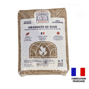 El pellet Arédien, norma ENplus 100 % castaño, entregado en el departamento francés de Ain.